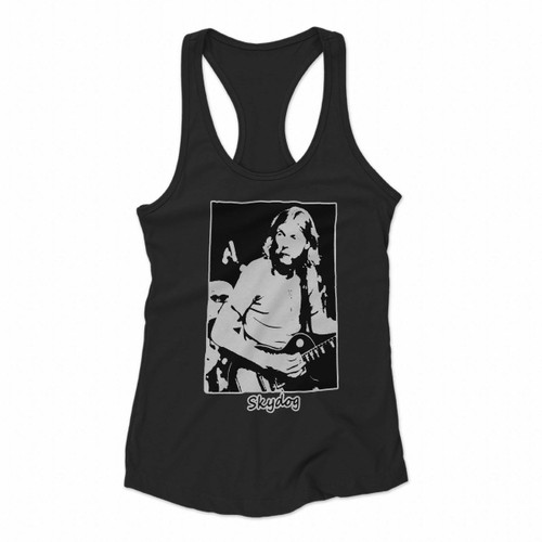 Duane Allman W Les Paul Guitar Vintage Style Skydog Women Racerback Tank Tops