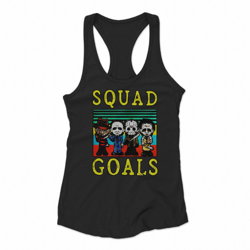 Freddy Krueger Michael Myers Jason Voorhees Squad Goals Vintage Women Racerback Tank Tops