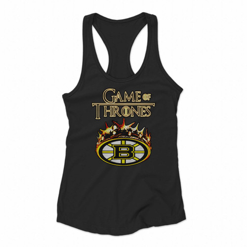 Game Of Thrones Crown Boston Bruins Mashup Women Racerback Tank Tops