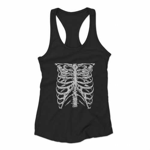 Halloween Skeleton Punk Ribs Women Racerback Tank Tops