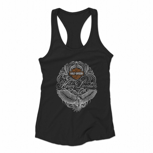 Harley Davidson Motorcycles Typography Art Women Racerback Tank Tops