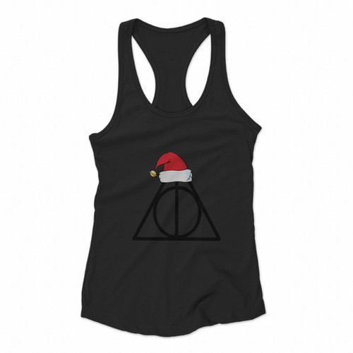 Harry Potter Deathly Hallows Logo Santa Hat Women Racerback Tank Tops