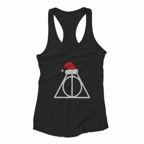 Harry Potter Deathly Hallows Logo Santa Hat Art Women Racerback Tank Tops