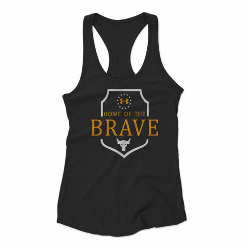 Home Of The Brave Under Armour The Rock Project White Gold Women Racerback Tank Tops