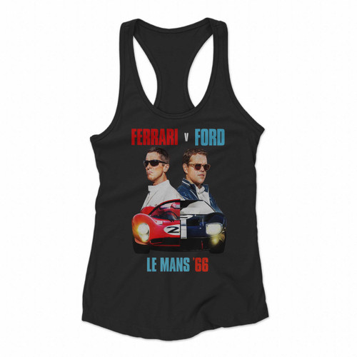 Le Mans 66 Ferrari V Ford Women Racerback Tank Tops