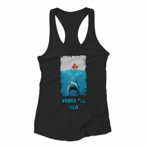 Little Mermaid Jaws Women Racerback Tank Tops