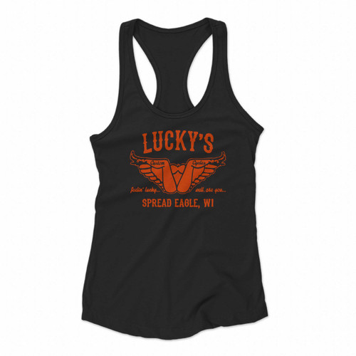 Luckys Custom Motorcycle Funny Harley Motorcycle Biker Shirts Offensive Rude Cool Graphic Tee Indian Sturgis Bar Inappropriate Humor Women Racerback Tank Tops