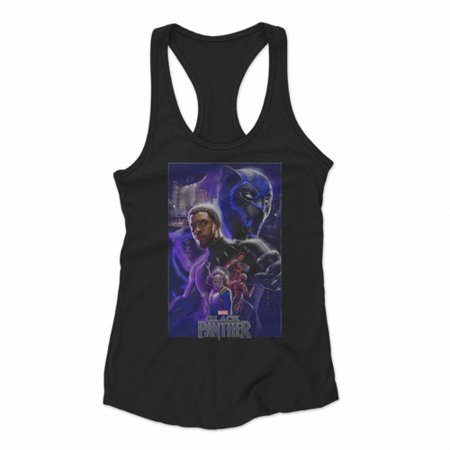 Marvel Black Panther 2018 Character Collage Women Racerback Tank Tops