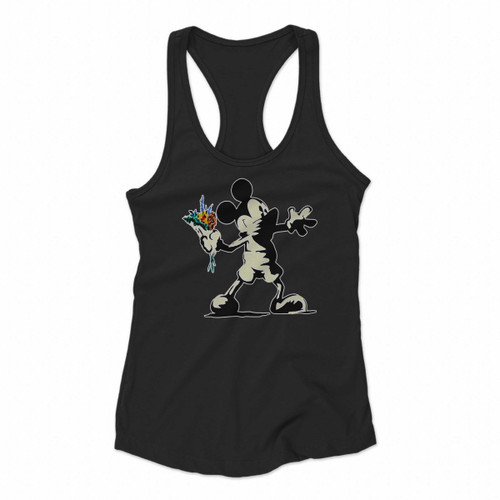 Mickey Mouse Banksy Art Cartoon Disney Women Racerback Tank Tops