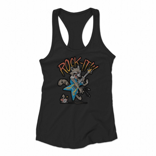 Rocket And Groot Band Rock It Women Racerback Tank Tops