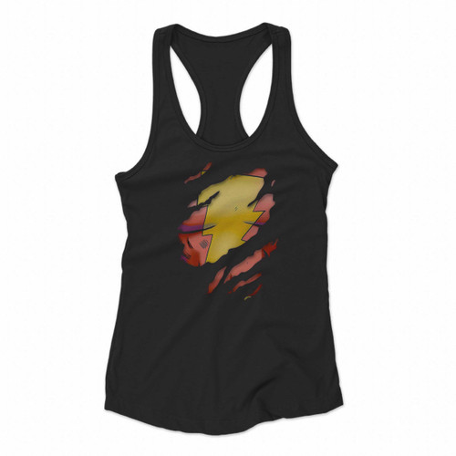 Shazam Lightning Bolt Suit Women Racerback Tank Tops