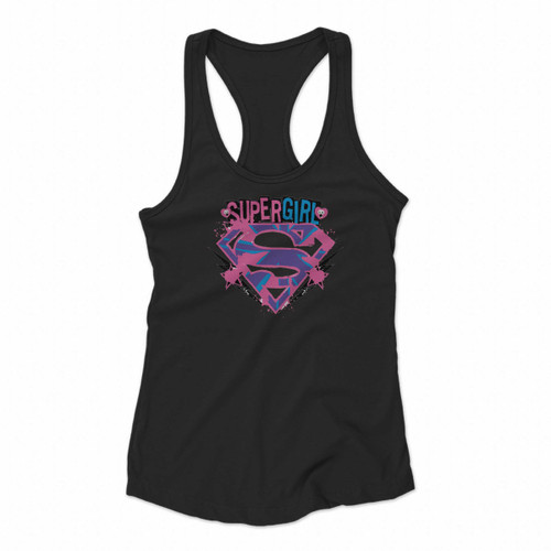 Supergirl Pink And Purple Logo Women Racerback Tank Tops