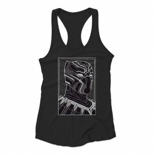 The Prince Of Wakanda Black Panther Black White Women Racerback Tank Tops