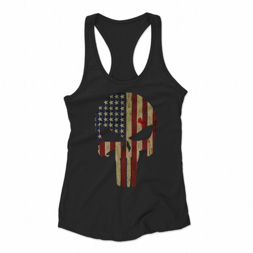 The Punisher American Flag Vintage Blood Women Racerback Tank Tops