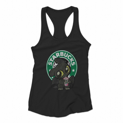Toothless Drinking Starbucks Coffee Women Racerback Tank Tops
