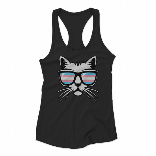 Transgender Pride Cat Support Trans Community Women Racerback Tank Tops