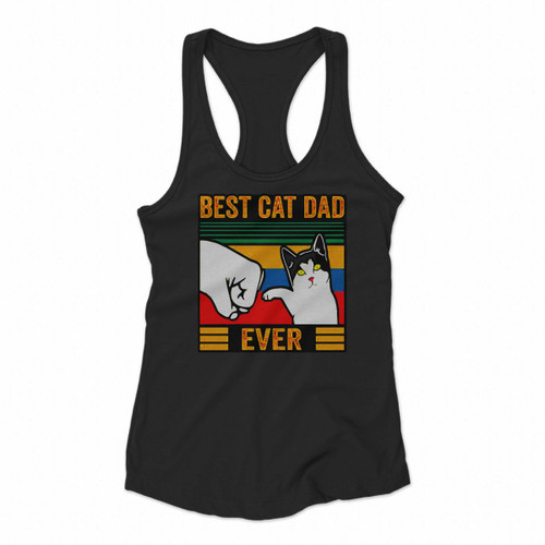 Vintage Best Cat Dad Ever Bump Women Racerback Tank Tops