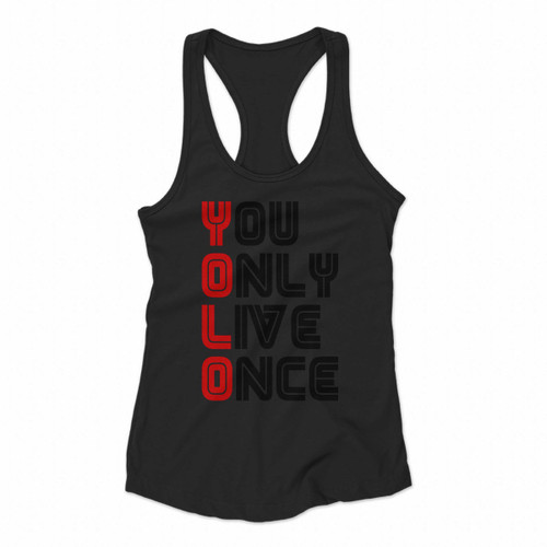 Yolo With Mr Robot Font Type Women Racerback Tank Tops