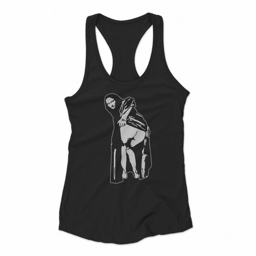 Banksy Mona Lisa Is Bum Parody Women Racerback Tank Tops