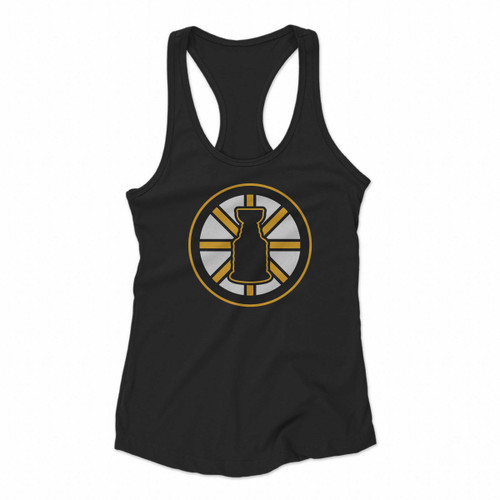 Copy Of Black Bruins Stanley Cup Logo Women Racerback Tank Tops