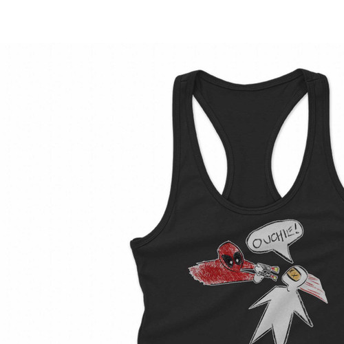 Deadpool Deadpool Ouchie Drawing Women Racerback Tank Tops