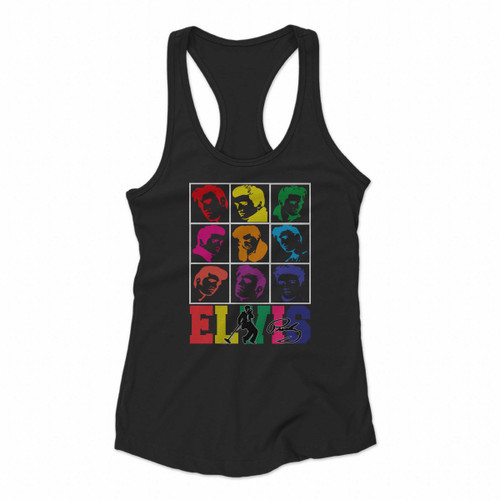 Elvis Presley King Of Rock Colorful Women Racerback Tank Tops