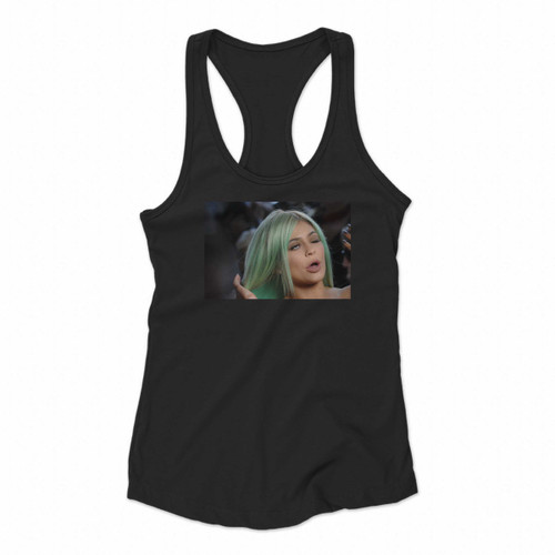 Kylie Jenner Funny Face Green Hair Women Racerback Tank Tops