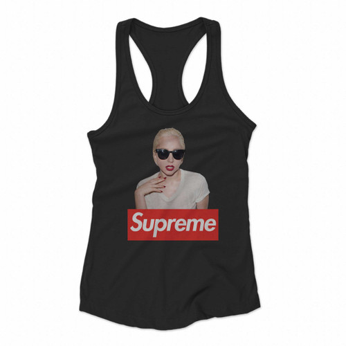 Lady Gaga Red Box Supreme Logo Women Racerback Tank Tops