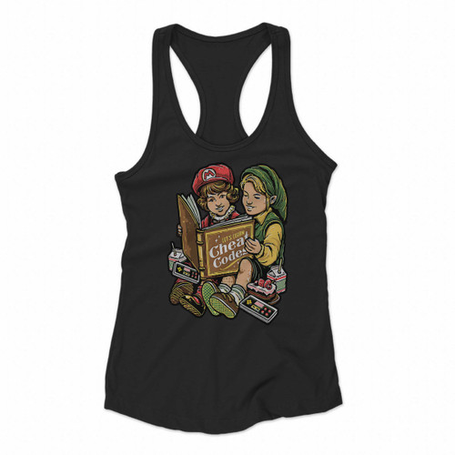 Lets Learn Cheat Codes Mario Zelda Women Racerback Tank Tops