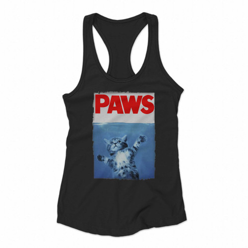 Paws Jaws Movie Kitten Kitty Cat Women Racerback Tank Tops