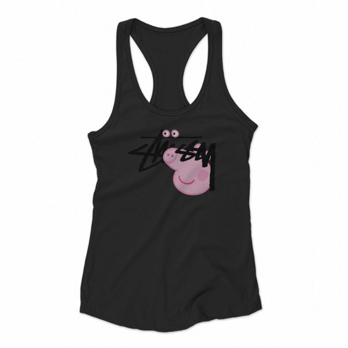 Peppa Pig X Stussy Parody Women Racerback Tank Tops