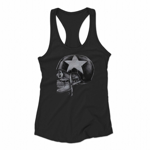 Skull Biker Harley Davidson Funny Cool Retro Women Racerback Tank Tops