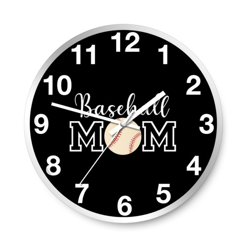 Baseball Mom Logo Art Wall Clocks