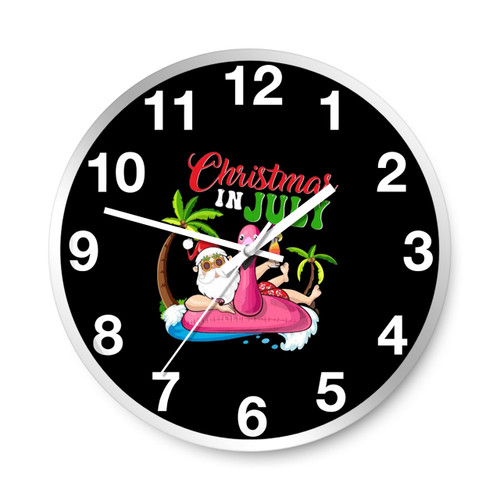 Christmas In July Santa Flamingo Floater Wall Clocks