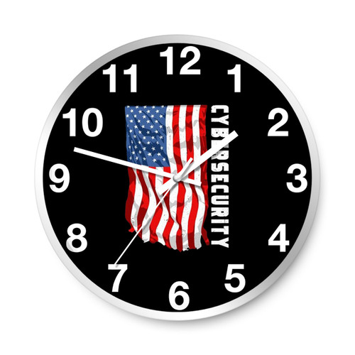 Cybersecurity American Flag Wall Clocks