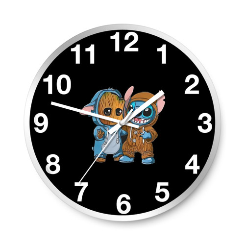 Groot And Stitch Friends Funny Wall Clocks