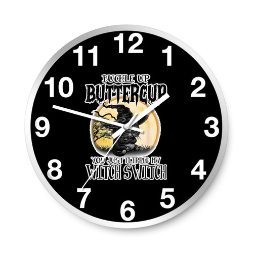 Halloween Angry Cat Witch Wall Clocks