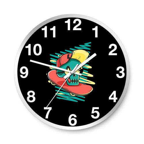 Hat And Glasses Skater Skull Wall Clocks