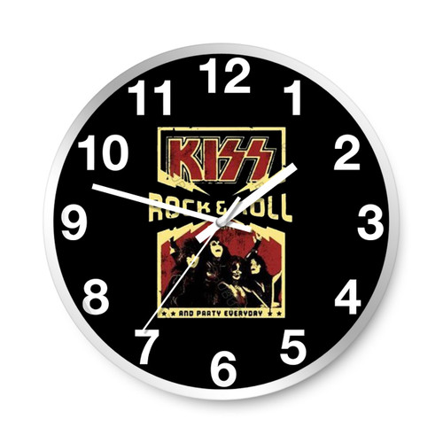 Kiss Vintage Rock And Roll And Party Everyday Wall Clocks