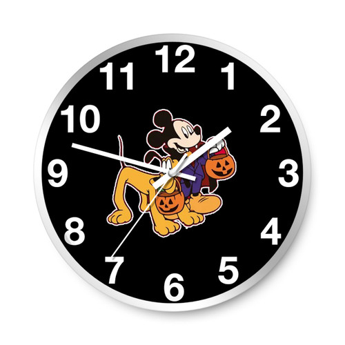 Mickey And Pluto Halloween Wall Clocks