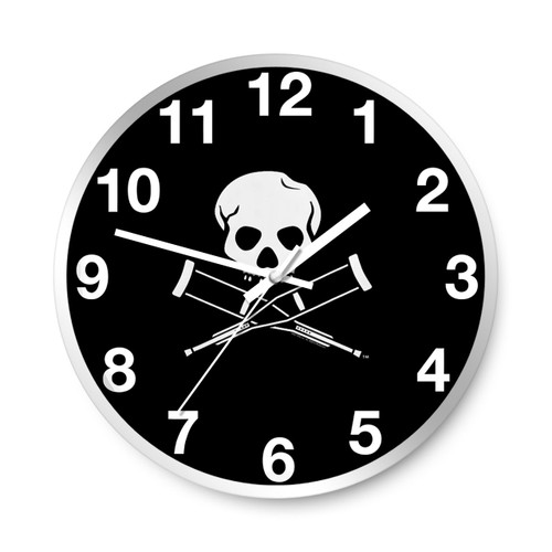 Mtv Jackass Skull And Crutches Logo Wall Clocks