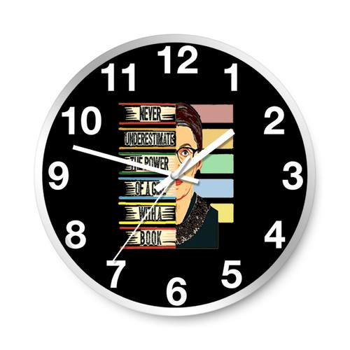 Never Underestimate The Power Of A Girl With A Book Rbg Wall Clocks
