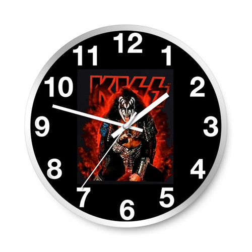 Retro Red Graphic Kiss Band Rock Heavy Metal Wall Clocks