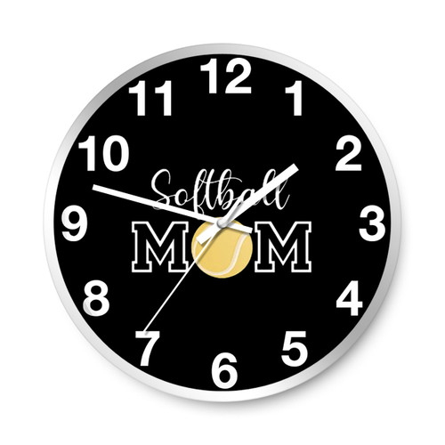 Softball Mom Logo Art Wall Clocks