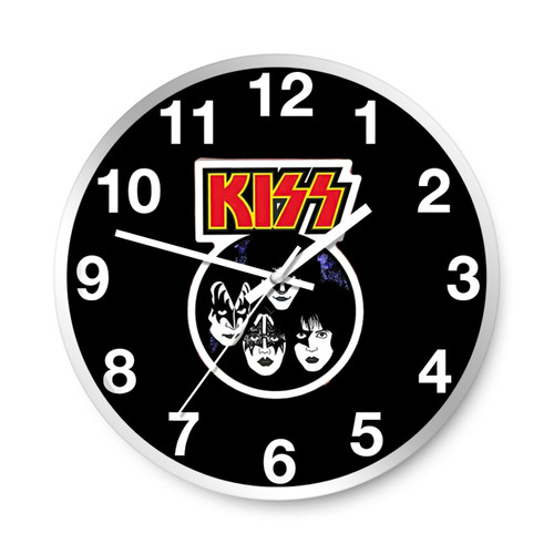 Vintage Circle Graphic Kiss Band Rock Heavy Metal Gene Simmons Wall Clocks