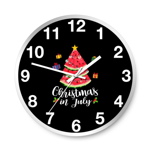 Watermelon Christmas Tree Christmas In July Summer Vacation Wall Clocks