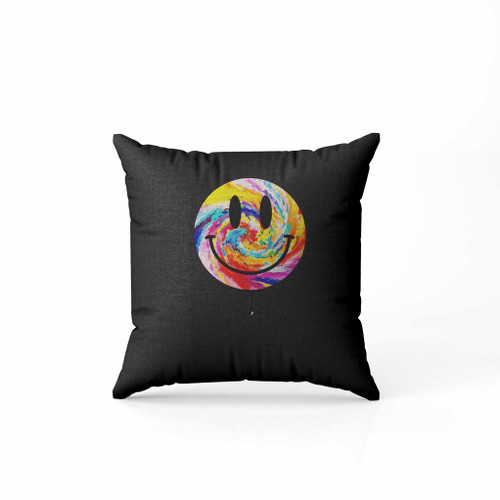 Acid Dripping Smiley Face Tie Dye House Rave Music Pillow Case Cover