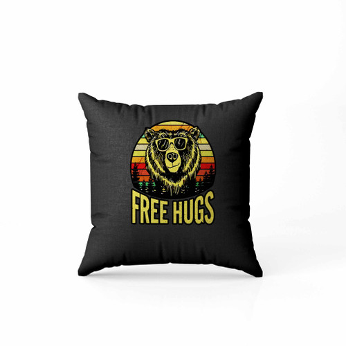 Free Hugs Bear Pattern Sunset Vintage Pillow Case Cover