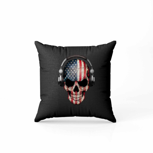 Dj Skull With American Flag Pillow Case Cover