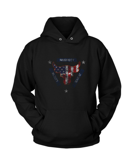 Blood Sweat Respect Usa Flag The Rock Under Armour Project Grunge Unisex Hoodie